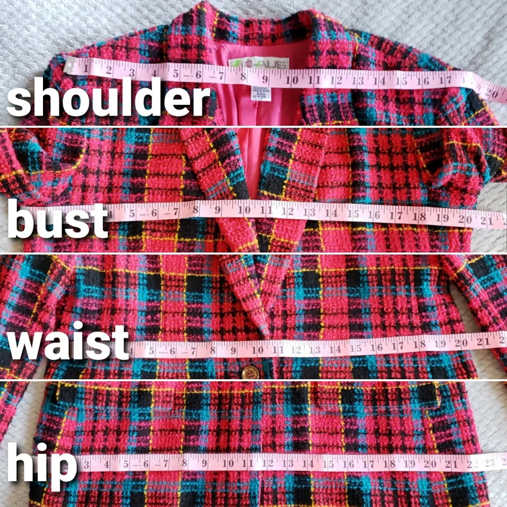 Vintage CHAUS Long Magenta Tweed Blazer - Picture 14 of 16